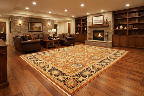 handmade Transitional Hashmi Brown Black Hand Knotted RECTANGLE 100% WOOL area rug 9x12