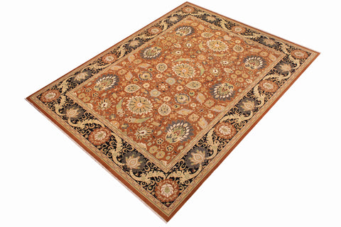 handmade Transitional Hashmi Brown Black Hand Knotted RECTANGLE 100% WOOL area rug 9x12