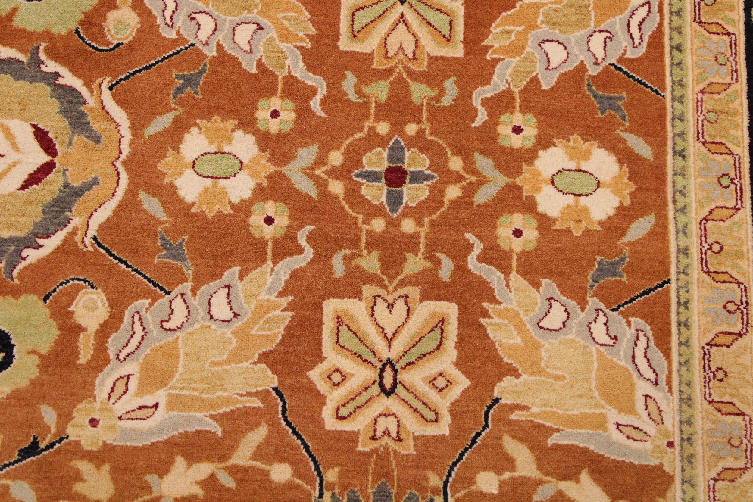 handmade Transitional Hashmi Brown Black Hand Knotted RECTANGLE 100% WOOL area rug 9 x 12
