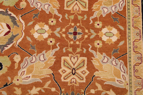 handmade Transitional Hashmi Brown Black Hand Knotted RECTANGLE 100% WOOL area rug 9 x 12