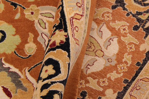 handmade Transitional Hashmi Brown Black Hand Knotted RECTANGLE 100% WOOL area rug 9 x 12