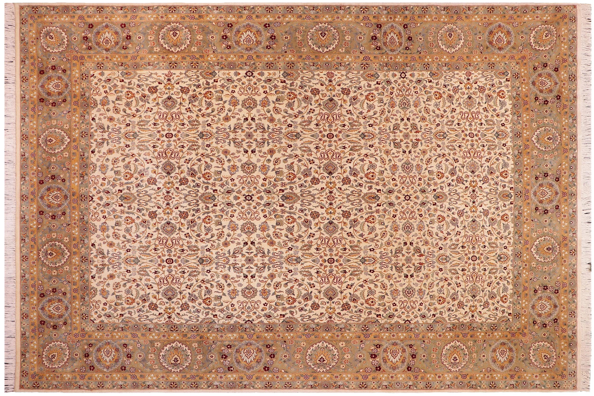 handmade Traditional  Beige Tan Hand Knotted RECTANGLE 100% WOOL area rug 9x12