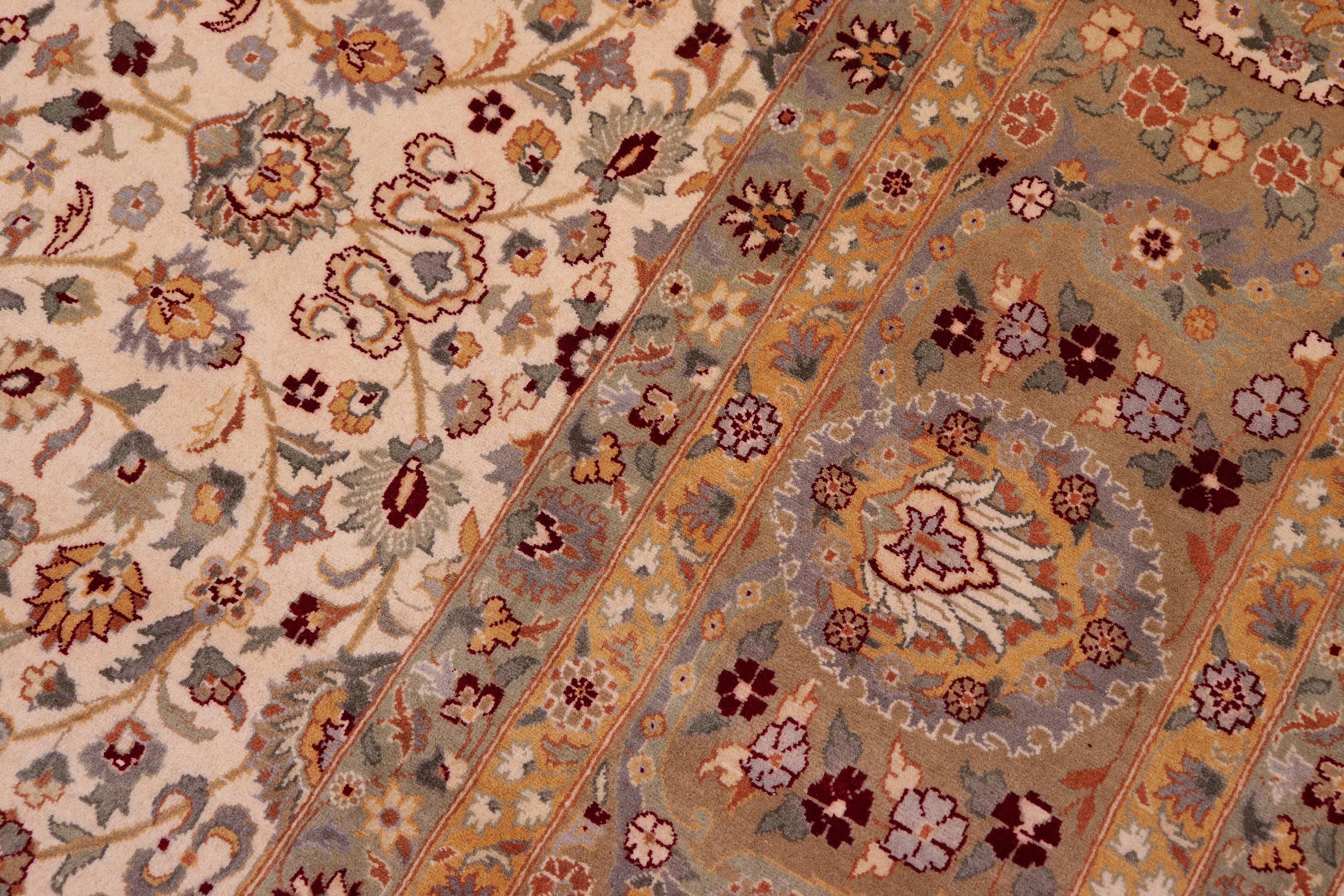 handmade Traditional  Beige Tan Hand Knotted RECTANGLE 100% WOOL area rug 9x12