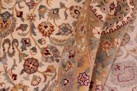 handmade Traditional  Beige Tan Hand Knotted RECTANGLE 100% WOOL area rug 9x12