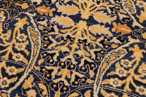 handmade Transitional Tabriz Blue Gold Hand Knotted RECTANGLE 100% WOOL area rug 9 x 12
