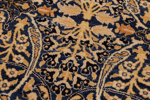 handmade Transitional Tabriz Blue Gold Hand Knotted RECTANGLE 100% WOOL area rug 9x12