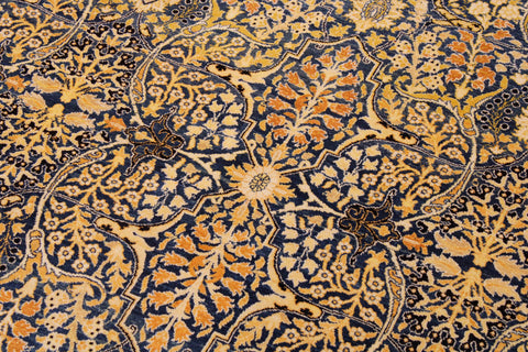 handmade Transitional Tabriz Blue Gold Hand Knotted RECTANGLE 100% WOOL area rug 9 x 12