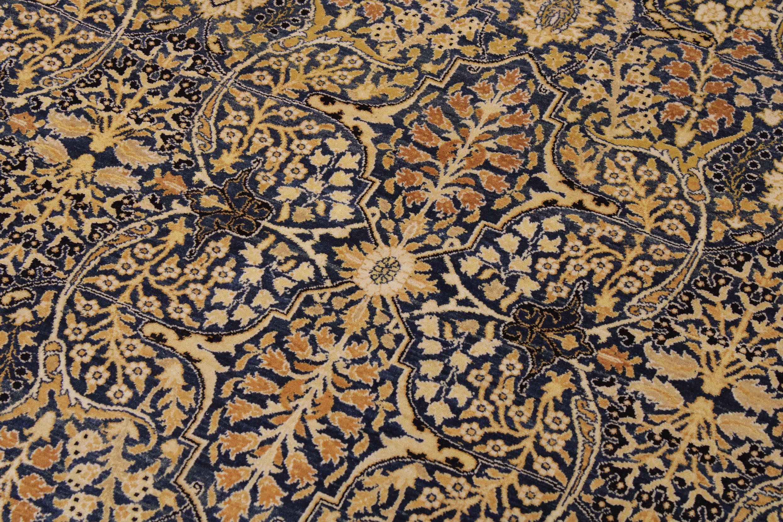 handmade Transitional Tabriz Blue Gold Hand Knotted RECTANGLE 100% WOOL area rug 9x12