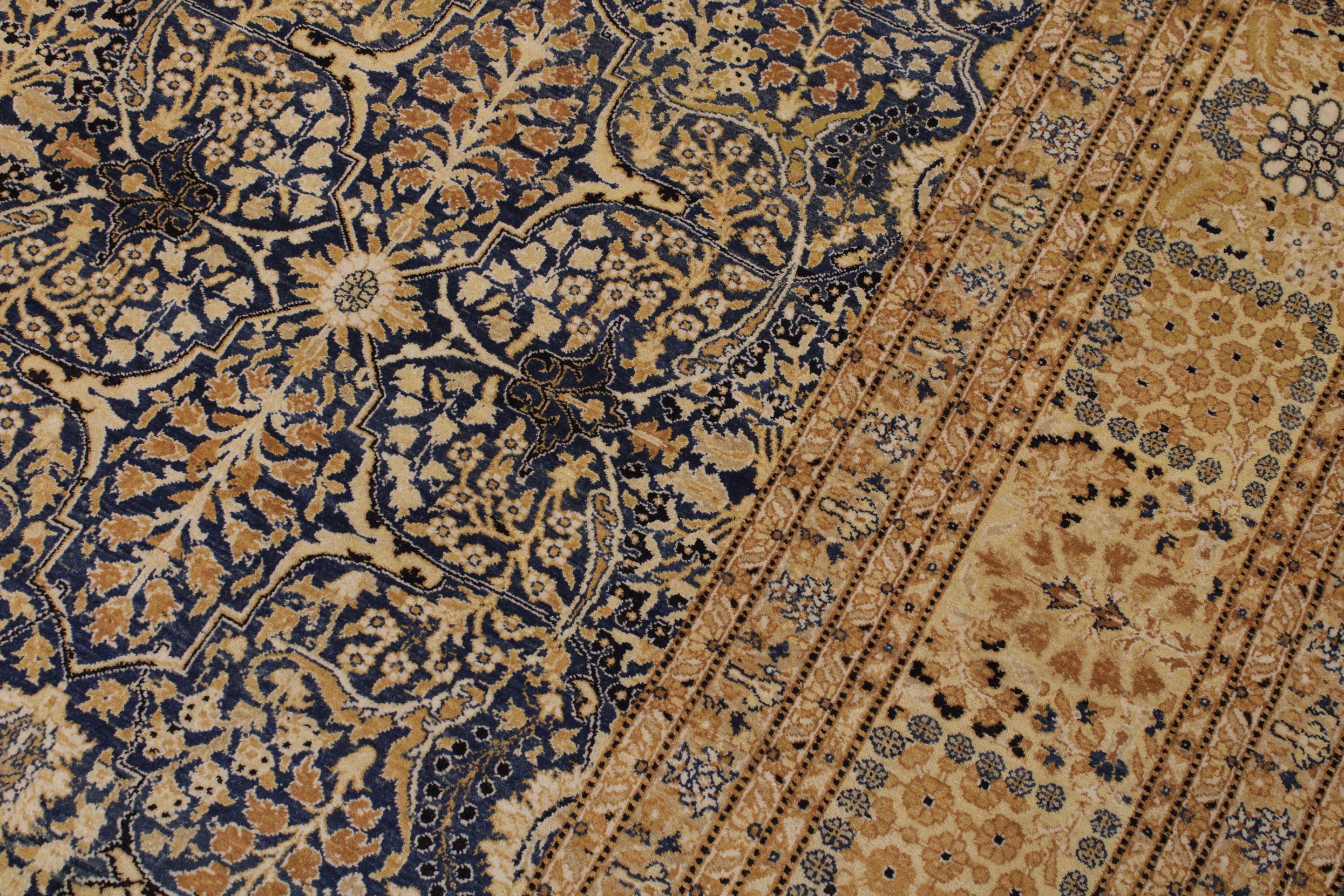handmade Transitional Tabriz Blue Gold Hand Knotted RECTANGLE 100% WOOL area rug 9x12