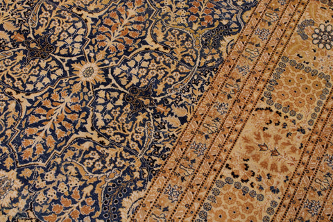 handmade Transitional Tabriz Blue Gold Hand Knotted RECTANGLE 100% WOOL area rug 9x12