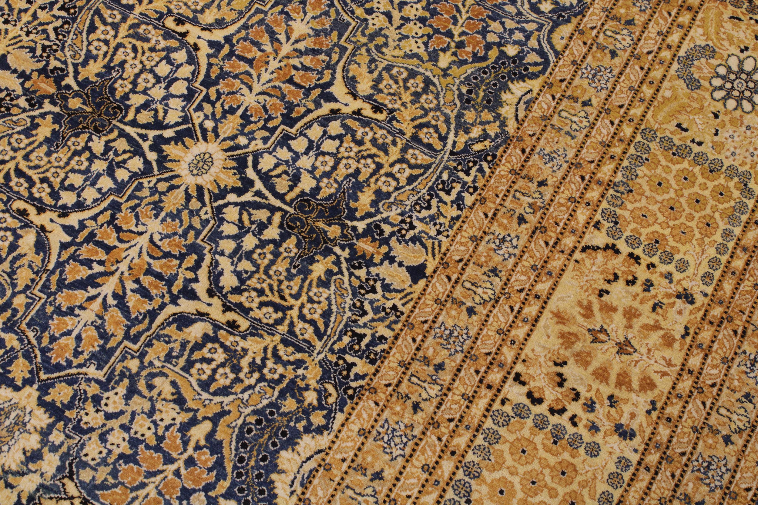 handmade Transitional Tabriz Blue Gold Hand Knotted RECTANGLE 100% WOOL area rug 9 x 12