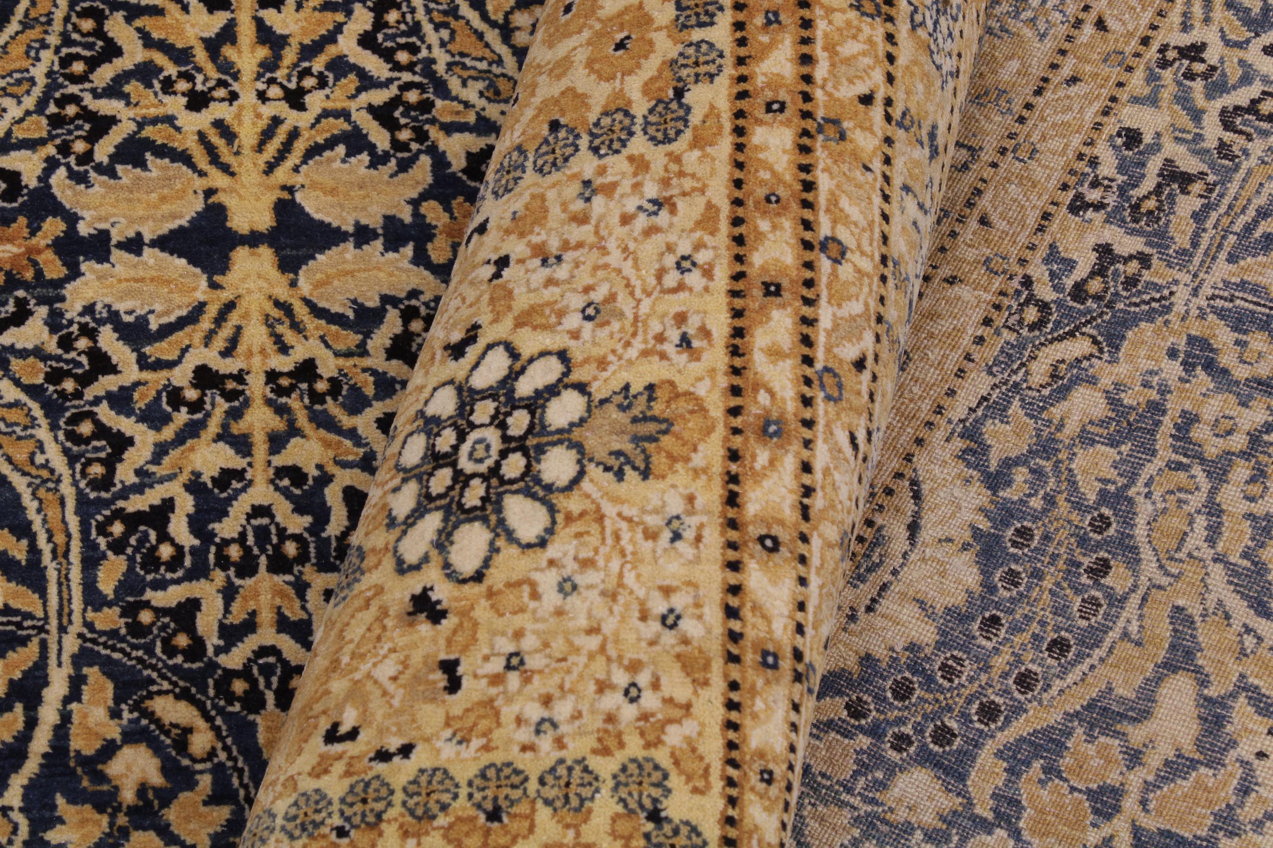 handmade Transitional Tabriz Blue Gold Hand Knotted RECTANGLE 100% WOOL area rug 9x12