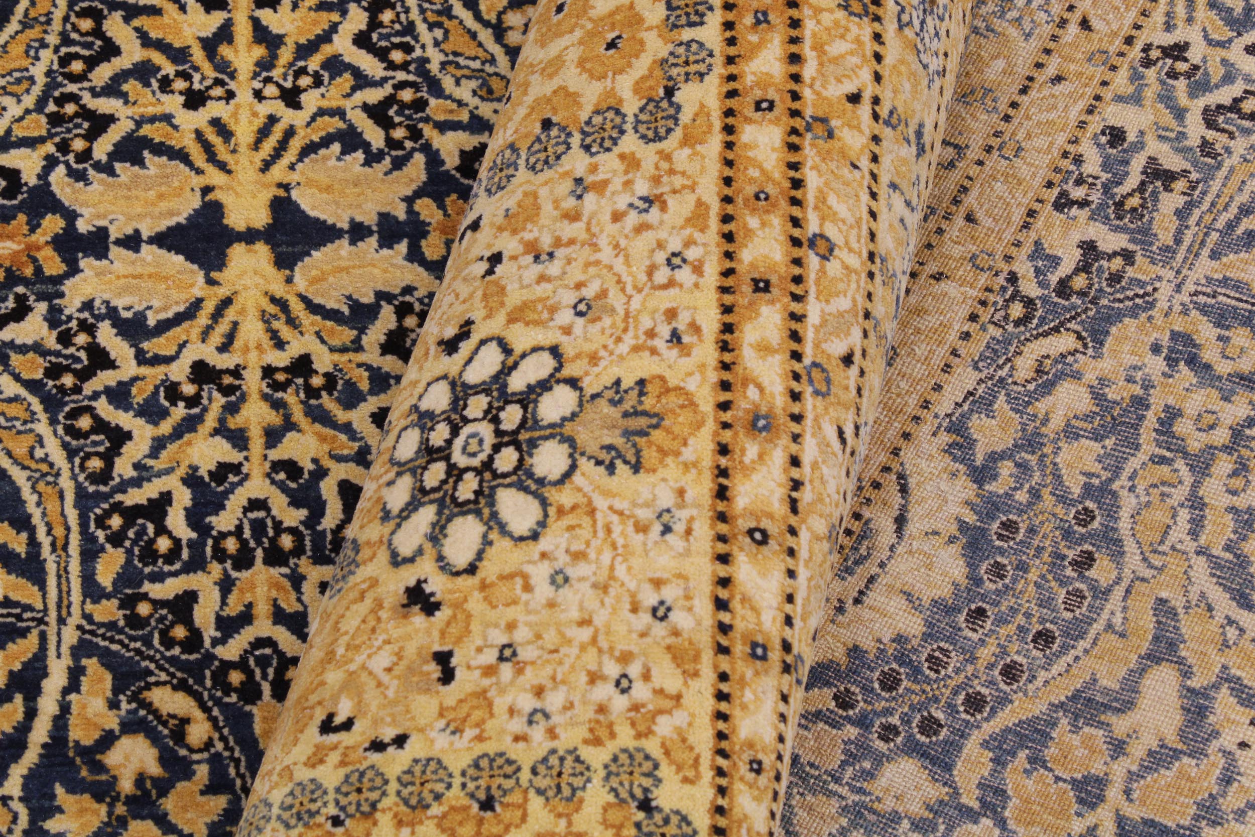 handmade Transitional Tabriz Blue Gold Hand Knotted RECTANGLE 100% WOOL area rug 9 x 12