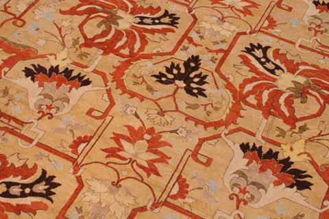 handmade Transitional  Gold Tan Hand Knotted RECTANGLE 100% WOOL area rug 9 x 12