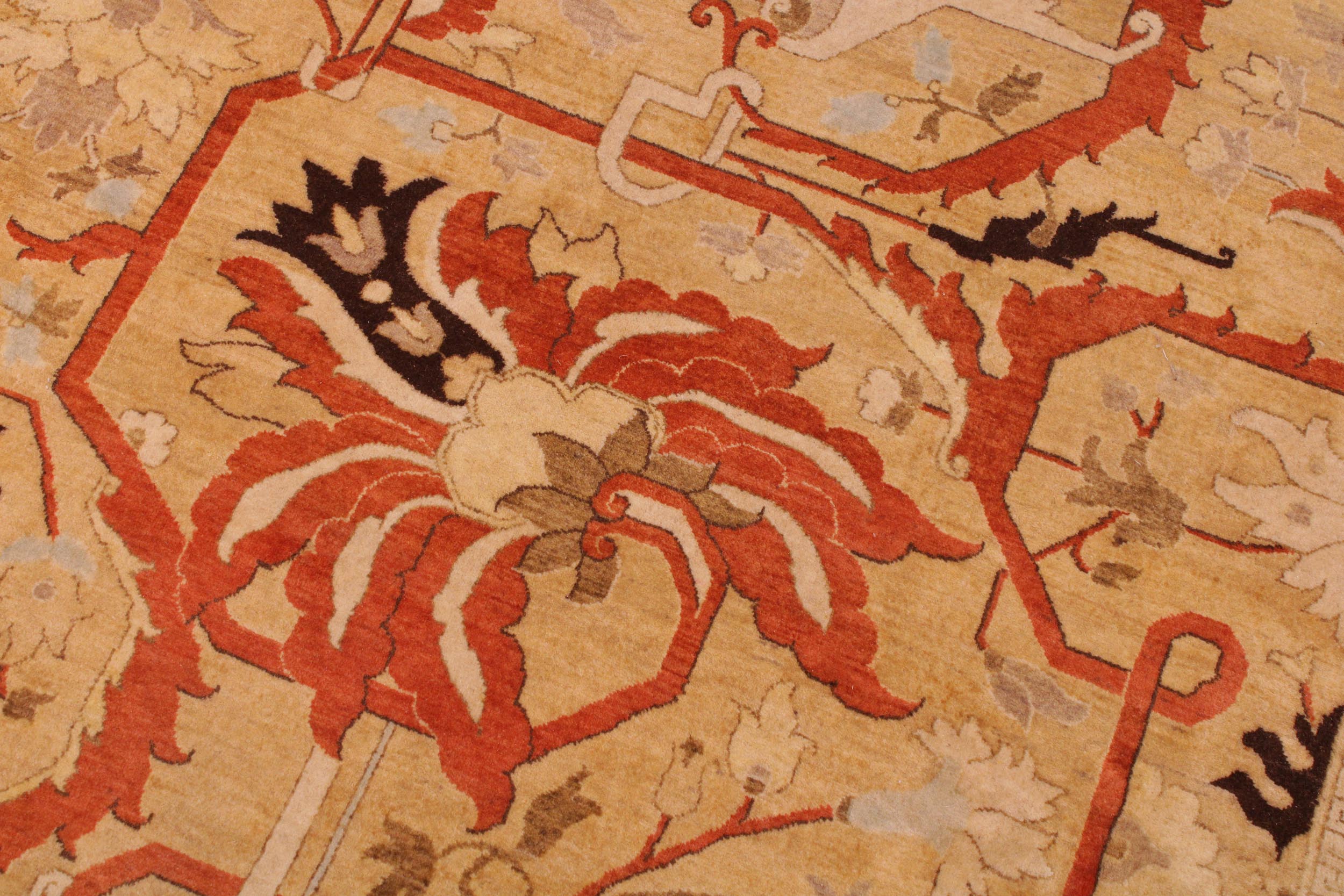 handmade Transitional  Gold Tan Hand Knotted RECTANGLE 100% WOOL area rug 9 x 12