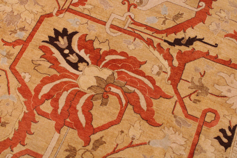 handmade Transitional  Gold Tan Hand Knotted RECTANGLE 100% WOOL area rug 9 x 12