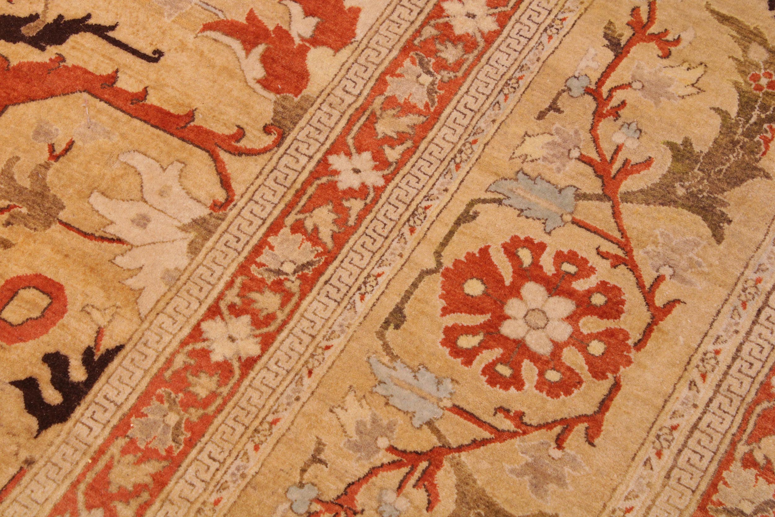 handmade Transitional  Gold Tan Hand Knotted RECTANGLE 100% WOOL area rug 9 x 12