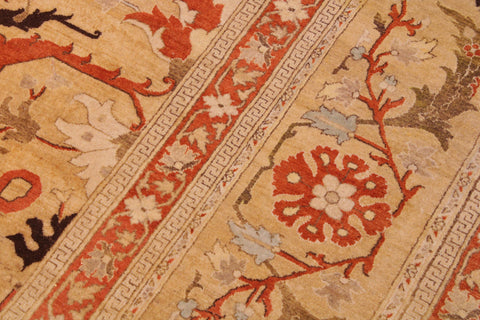 handmade Transitional  Gold Tan Hand Knotted RECTANGLE 100% WOOL area rug 9 x 12