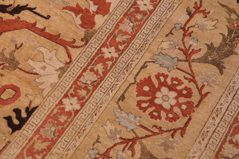 handmade Transitional  Gold Tan Hand Knotted RECTANGLE 100% WOOL area rug 9x12