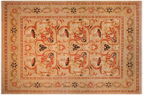 handmade Transitional  Gold Tan Hand Knotted RECTANGLE 100% WOOL area rug 9x12