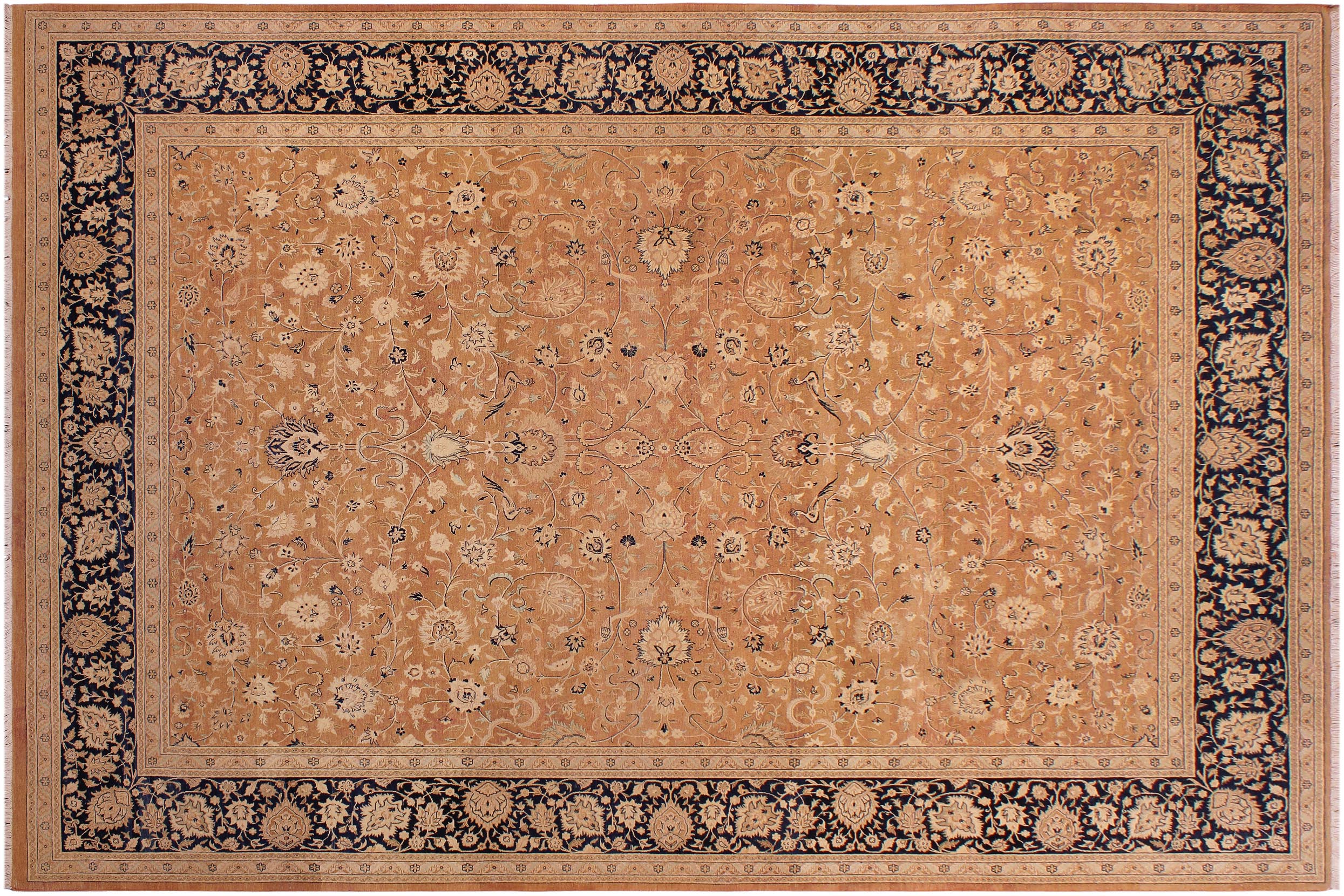 handmade Traditional Agra Rust Blue Hand Knotted RECTANGLE 100% WOOL area rug 9x12