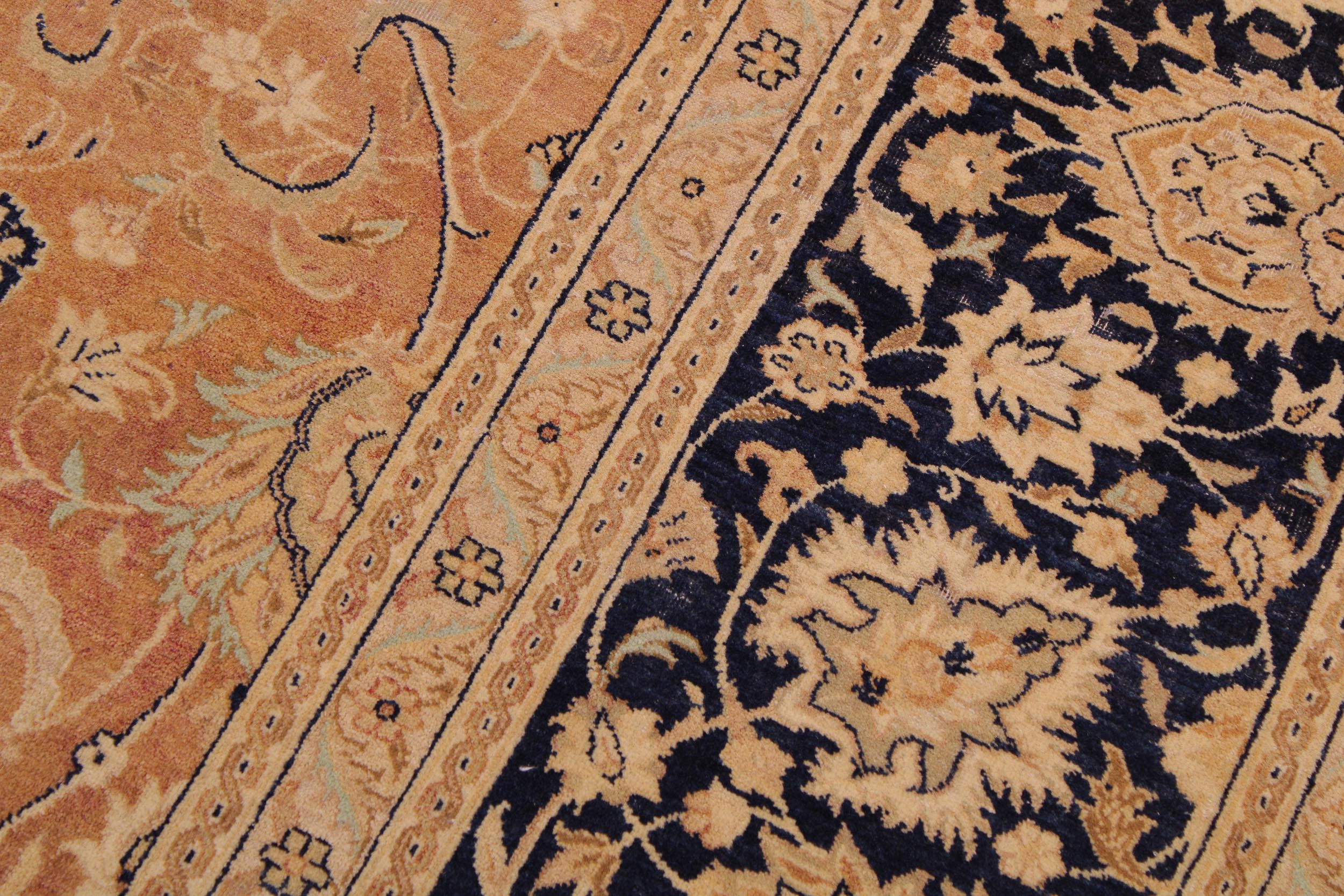 handmade Traditional Agra Rust Blue Hand Knotted RECTANGLE 100% WOOL area rug 9 x 12
