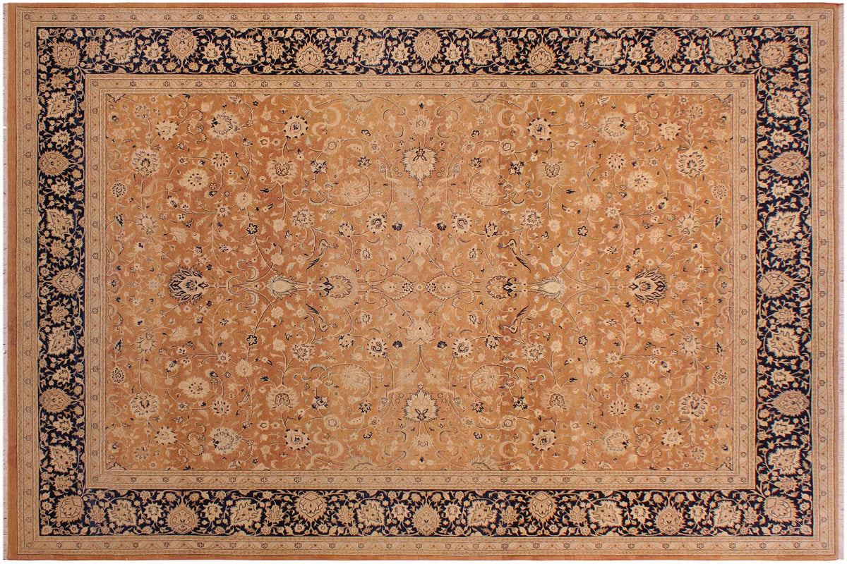 handmade Traditional Agra Rust Blue Hand Knotted RECTANGLE 100% WOOL area rug 9 x 12