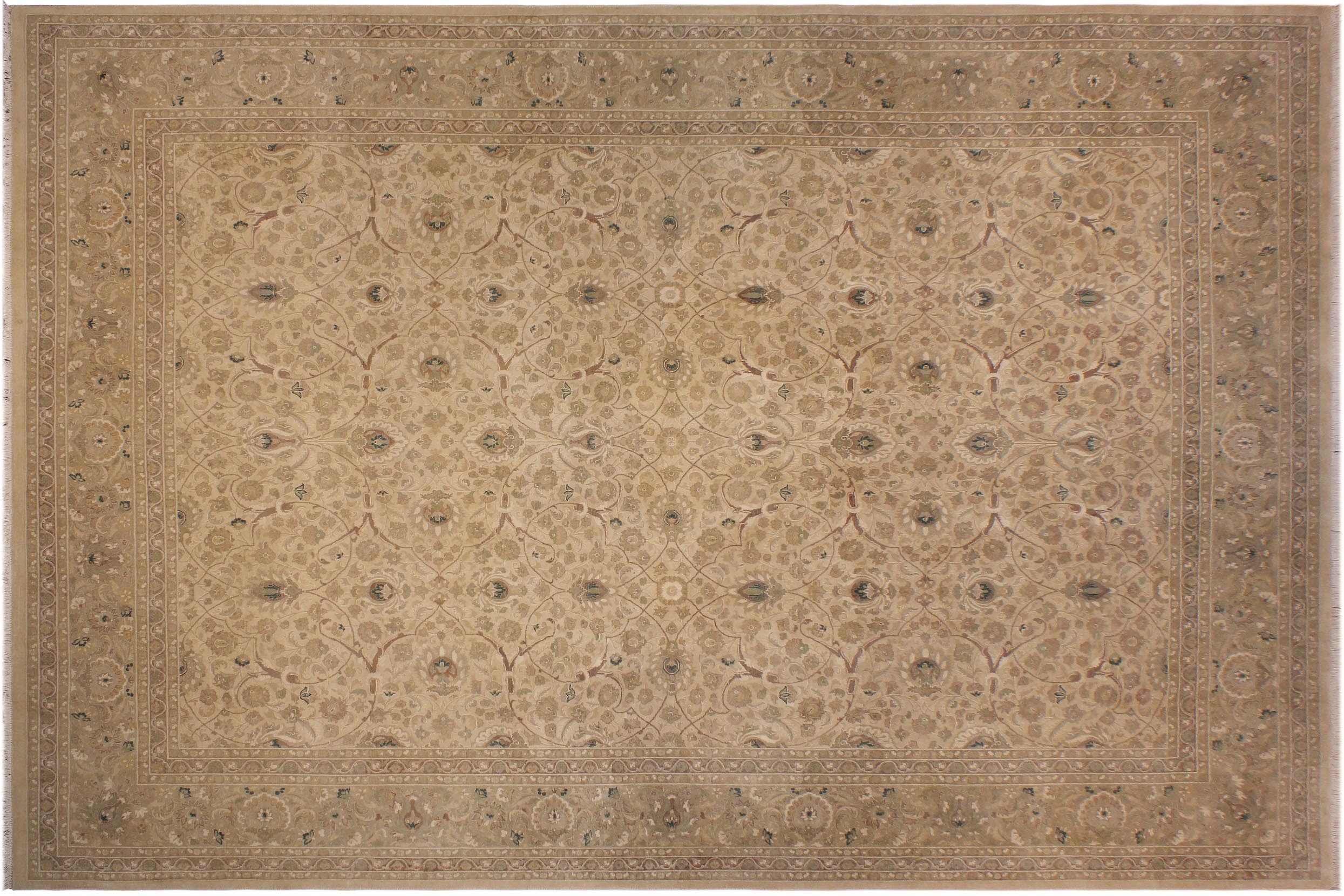handmade Transitional Taj Beige Taupe Hand Knotted RECTANGLE 100% WOOL area rug 9x12