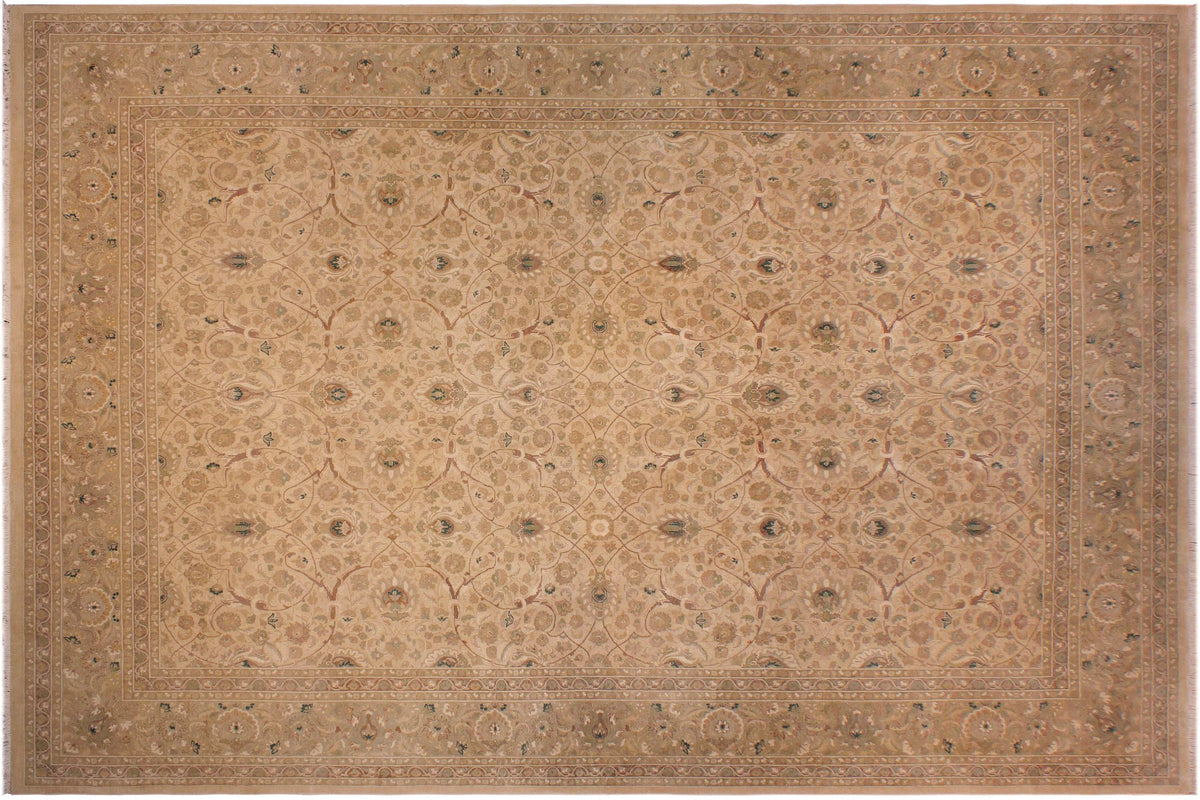 handmade Transitional Taj Beige Taupe Hand Knotted RECTANGLE 100% WOOL area rug 9x12