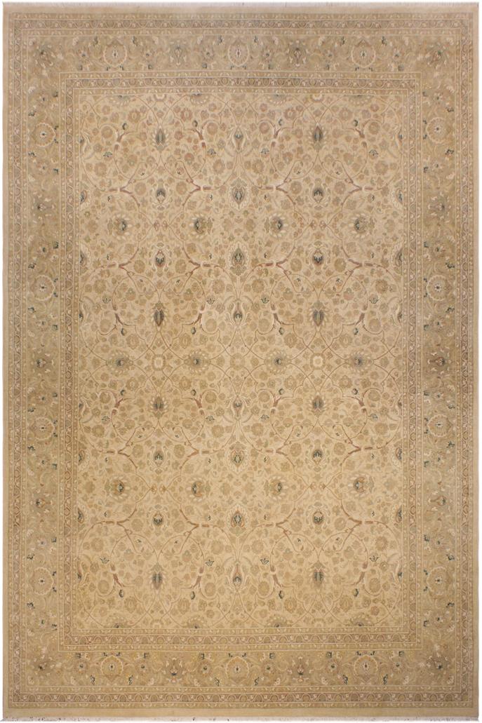 Traditional Taj Susana Beige Taupe Hand Knotted Area rugs 9X12