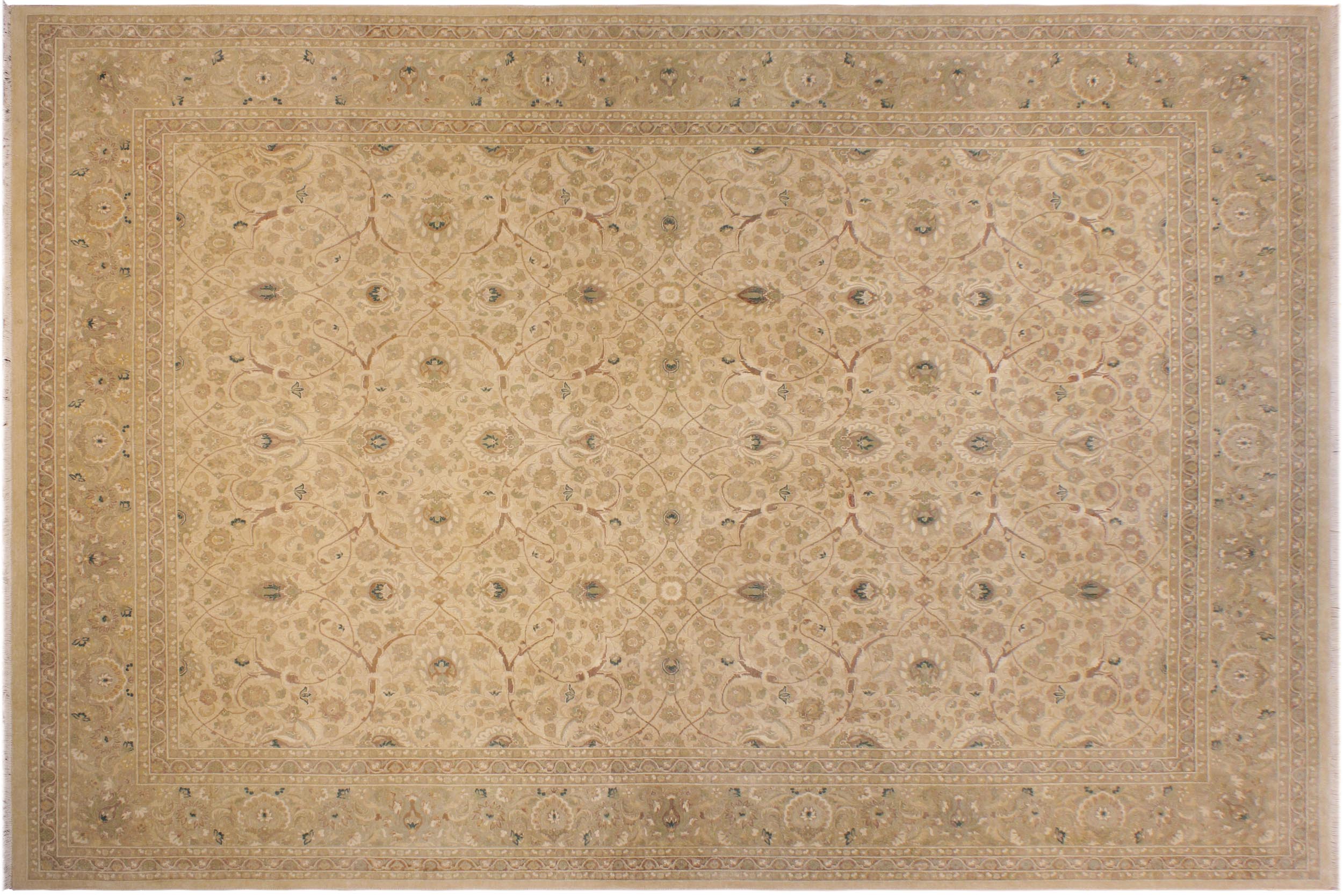 handmade Transitional Taj Beige Taupe Hand Knotted RECTANGLE 100% WOOL area rug 9 x 12