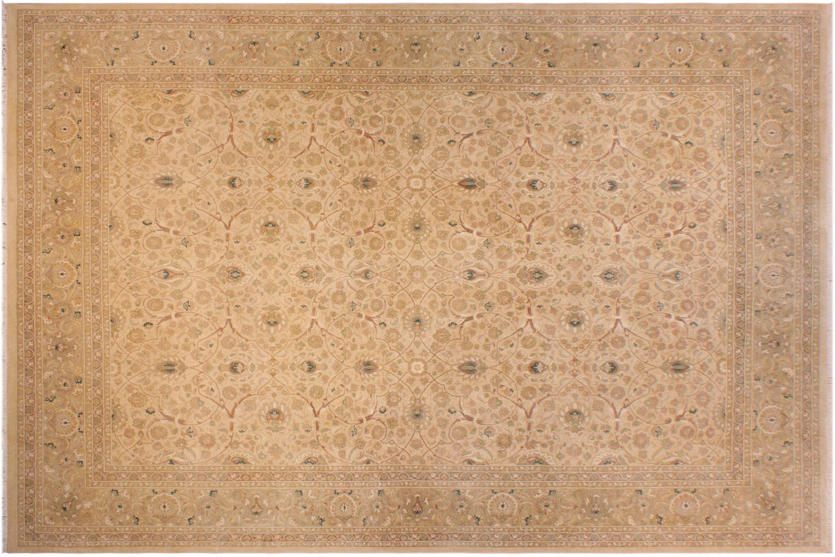 handmade Transitional Taj Beige Taupe Hand Knotted RECTANGLE 100% WOOL area rug 9 x 12