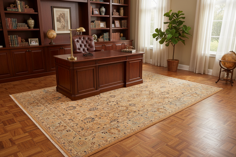 handmade Transitional Tabriz Brown Blue Hand Knotted RECTANGLE 100% WOOL area rug 9x12
