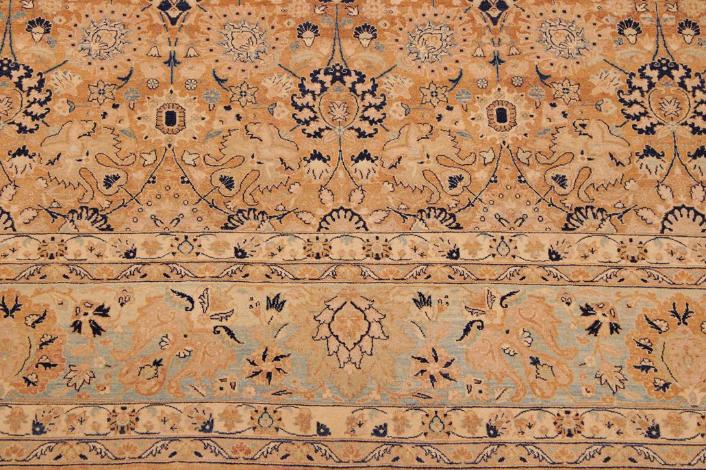 Vintage Tabriz Ping Brown/Blue Wool Rug - 8'10'' x 12'2''