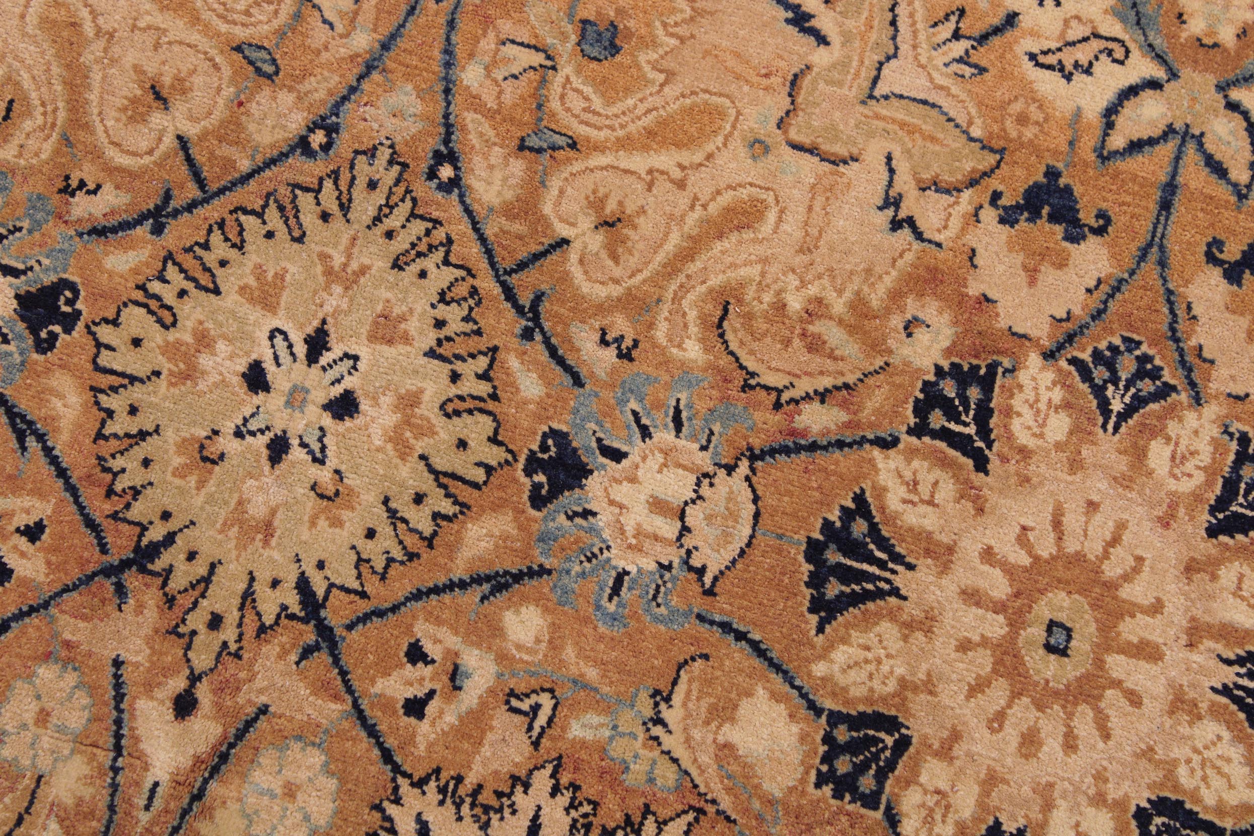 handmade Transitional Tabriz Brown Blue Hand Knotted RECTANGLE 100% WOOL area rug 9x12