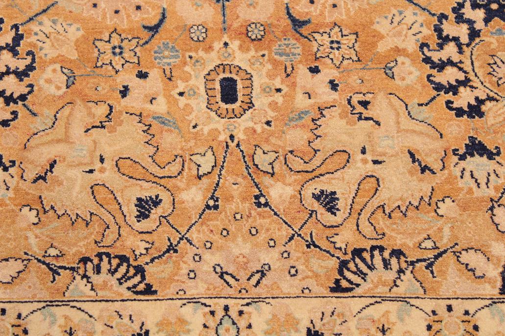 Vintage Tabriz Ping Brown/Blue Wool Rug - 8'10'' x 12'2''