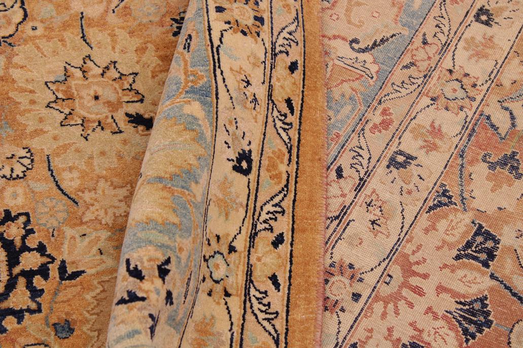 Vintage Tabriz Ping Brown/Blue Wool Rug - 8'10'' x 12'2''