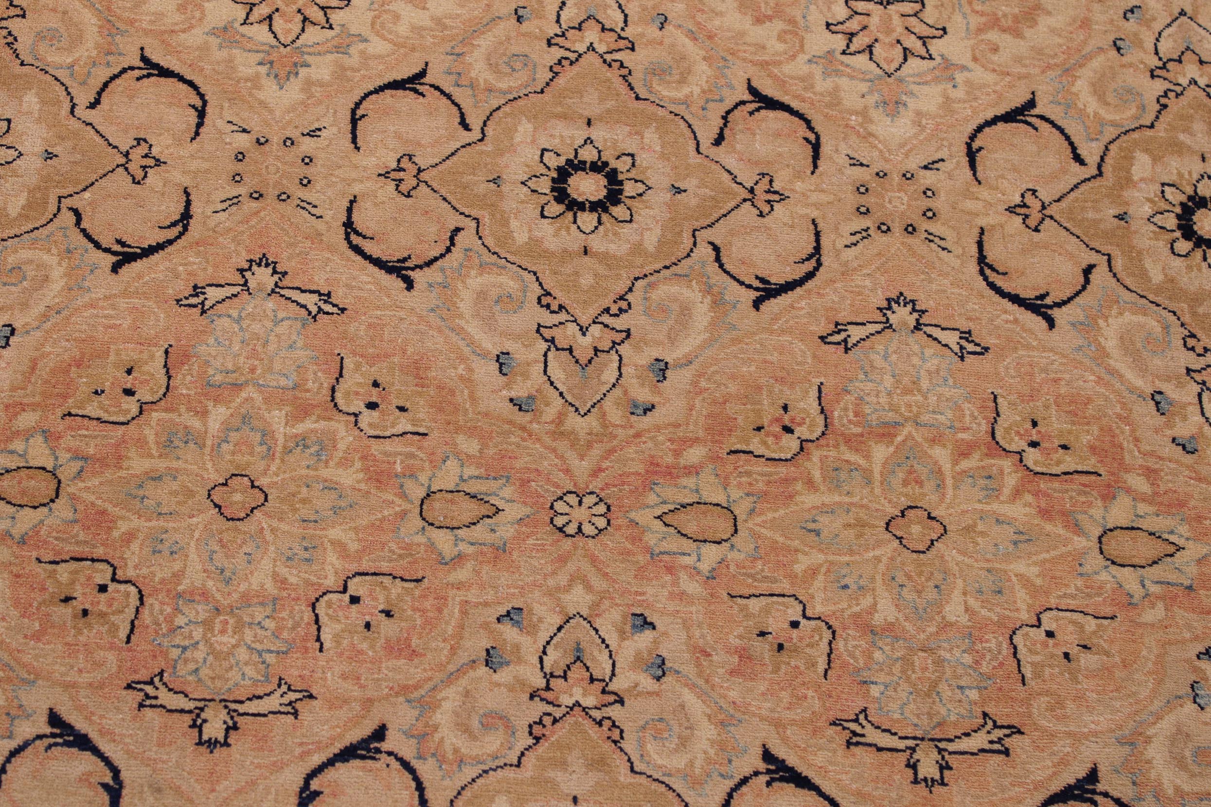 handmade Traditional Kirman Multi Tan Hand Knotted RECTANGLE 100% WOOL area rug 9x12