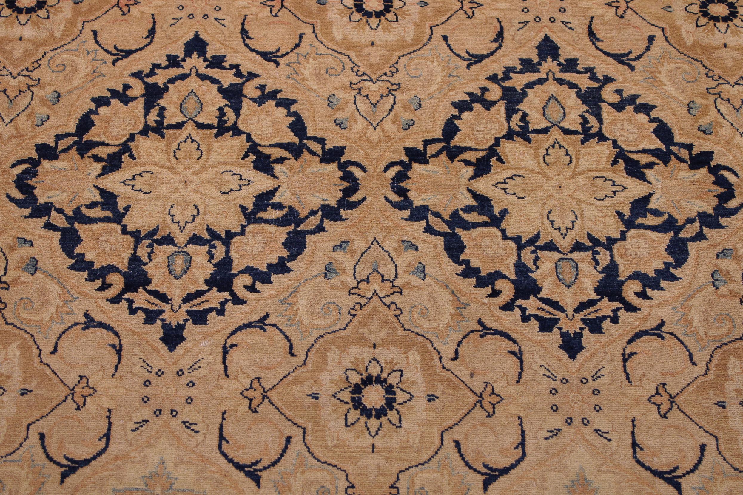 handmade Traditional Kirman Multi Tan Hand Knotted RECTANGLE 100% WOOL area rug 9x12