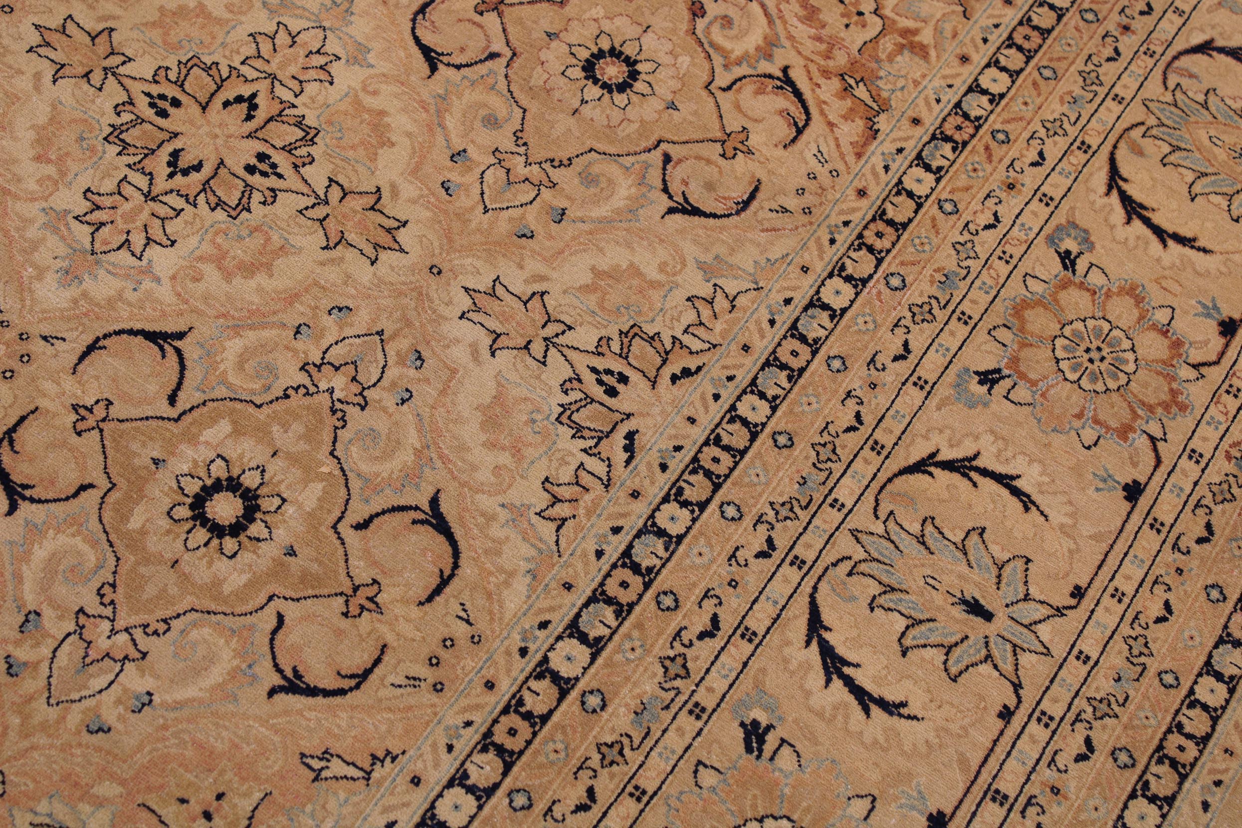 handmade Traditional Kirman Multi Tan Hand Knotted RECTANGLE 100% WOOL area rug 9x12
