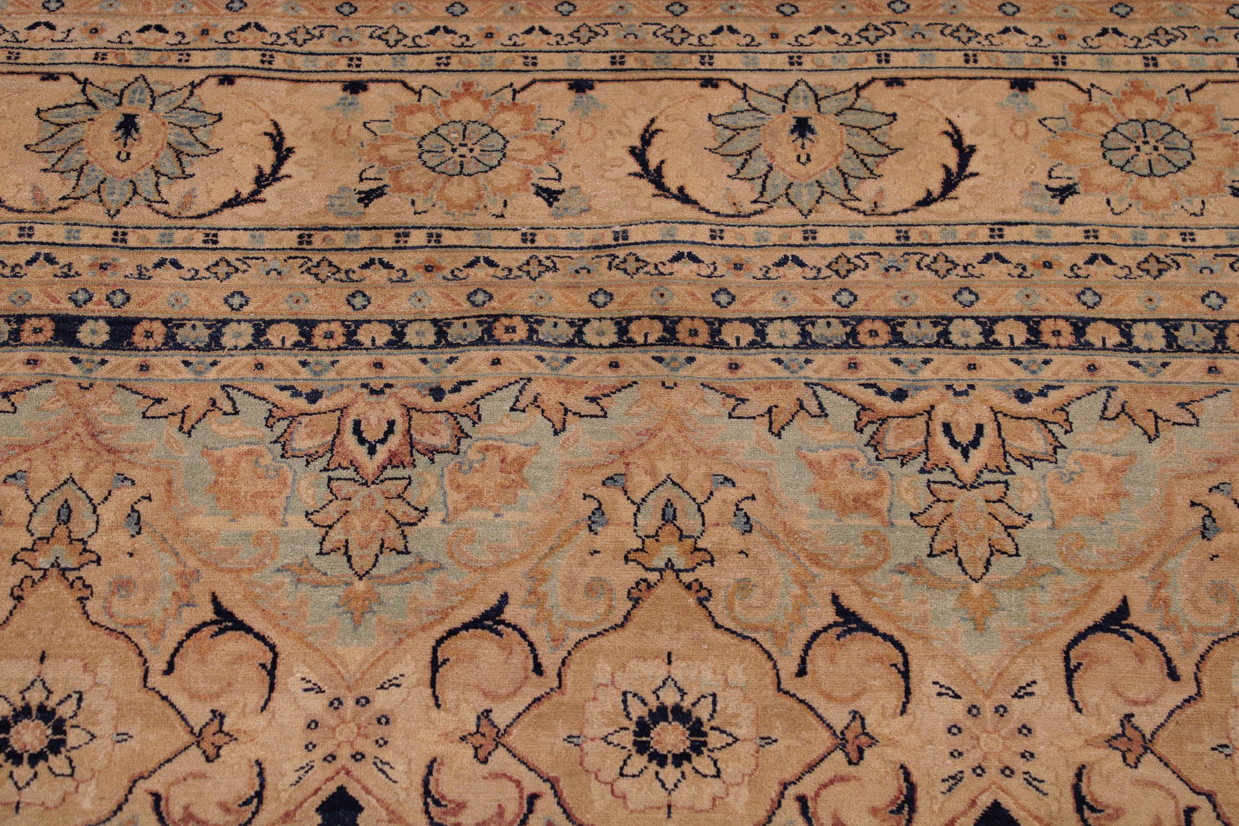 handmade Traditional Kirman Multi Tan Hand Knotted RECTANGLE 100% WOOL area rug 9x12