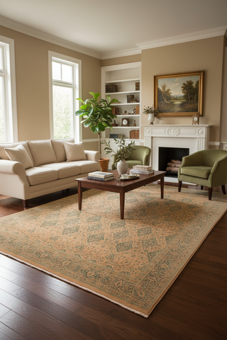 handmade Transitional Veg Dye Brown Green Hand Knotted RECTANGLE 100% WOOL area rug 9x12