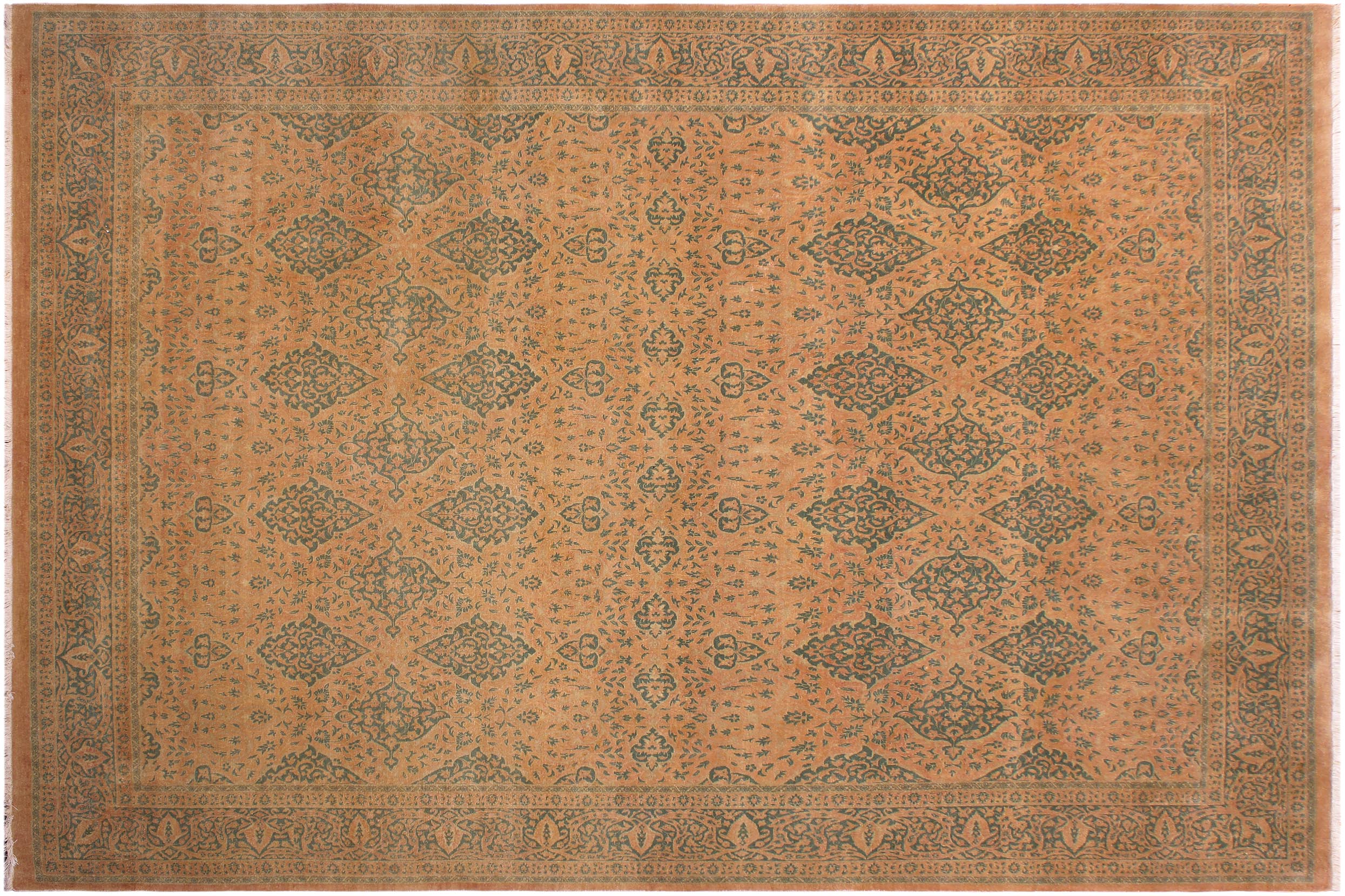 handmade Transitional Veg Dye Brown Green Hand Knotted RECTANGLE 100% WOOL area rug 9x12