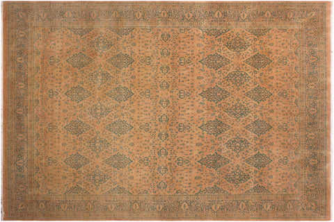 handmade Transitional Veg Dye Brown Green Hand Knotted RECTANGLE 100% WOOL area rug 9x12