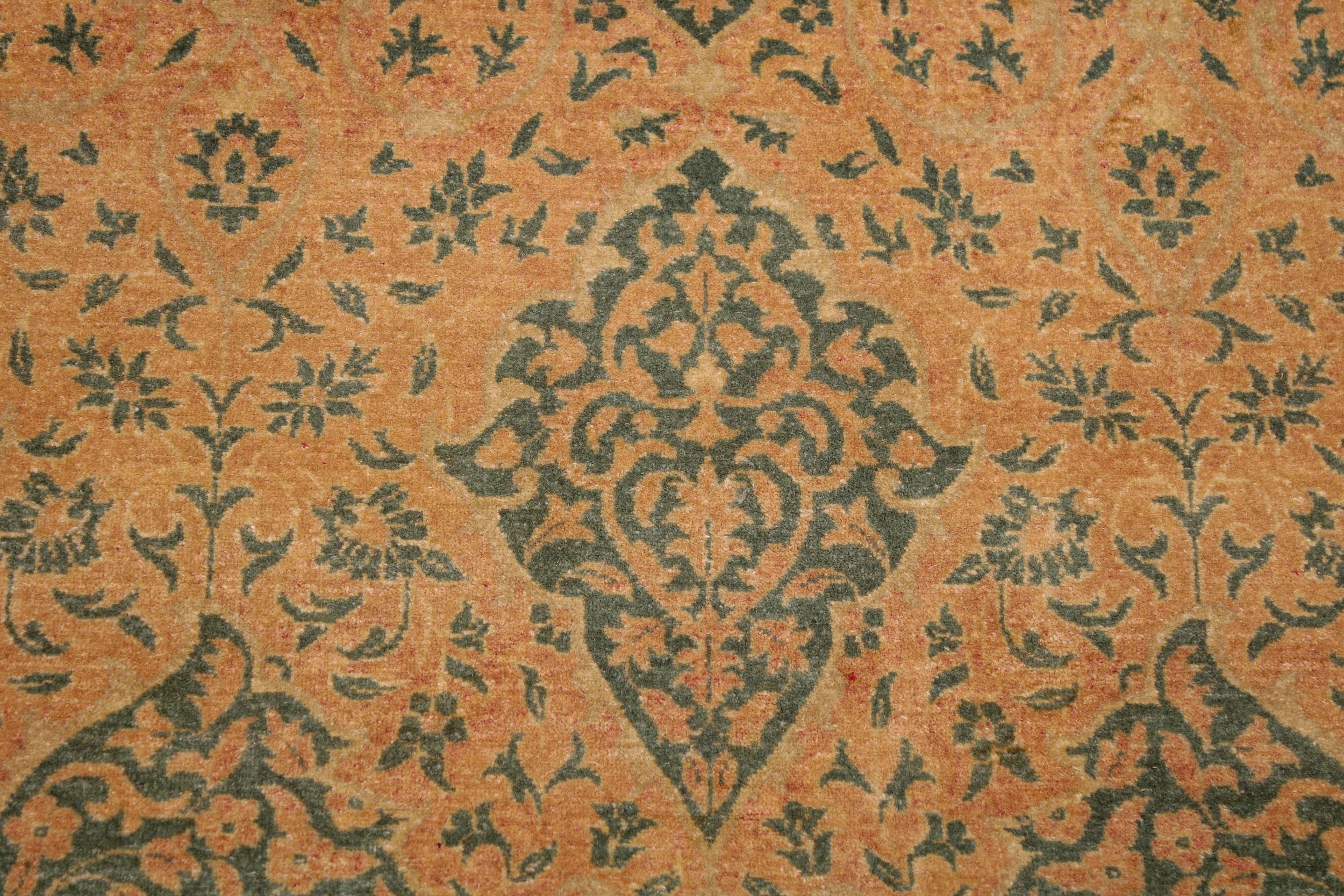 handmade Transitional Veg Dye Brown Green Hand Knotted RECTANGLE 100% WOOL area rug 9 x 12