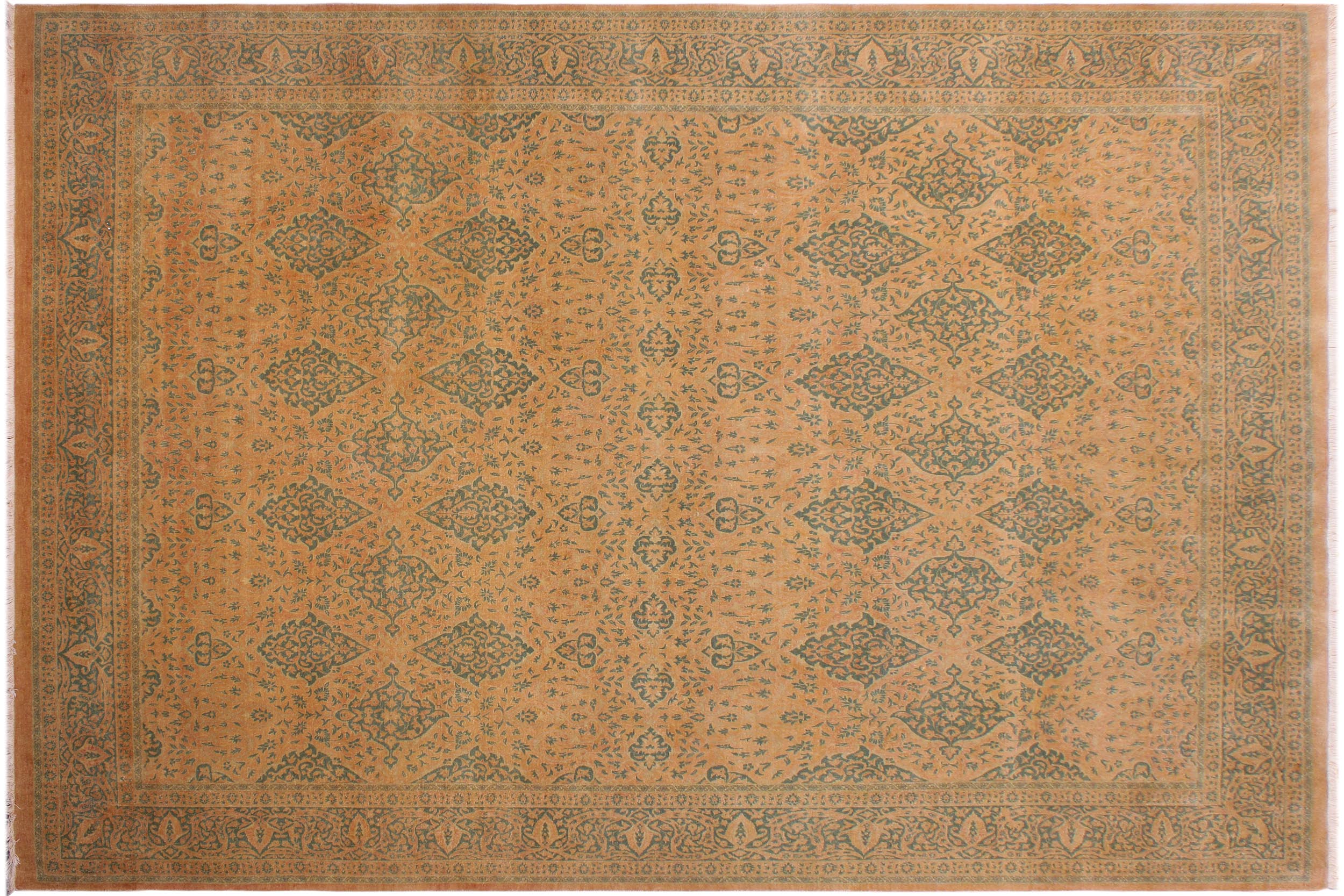 handmade Transitional Veg Dye Brown Green Hand Knotted RECTANGLE 100% WOOL area rug 9 x 12