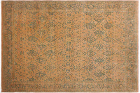 handmade Transitional Veg Dye Brown Green Hand Knotted RECTANGLE 100% WOOL area rug 9 x 12