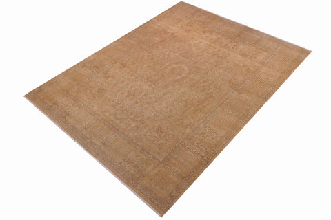 handmade Transitional  Tan Gold Hand Knotted RECTANGLE 100% WOOL area rug 9x12