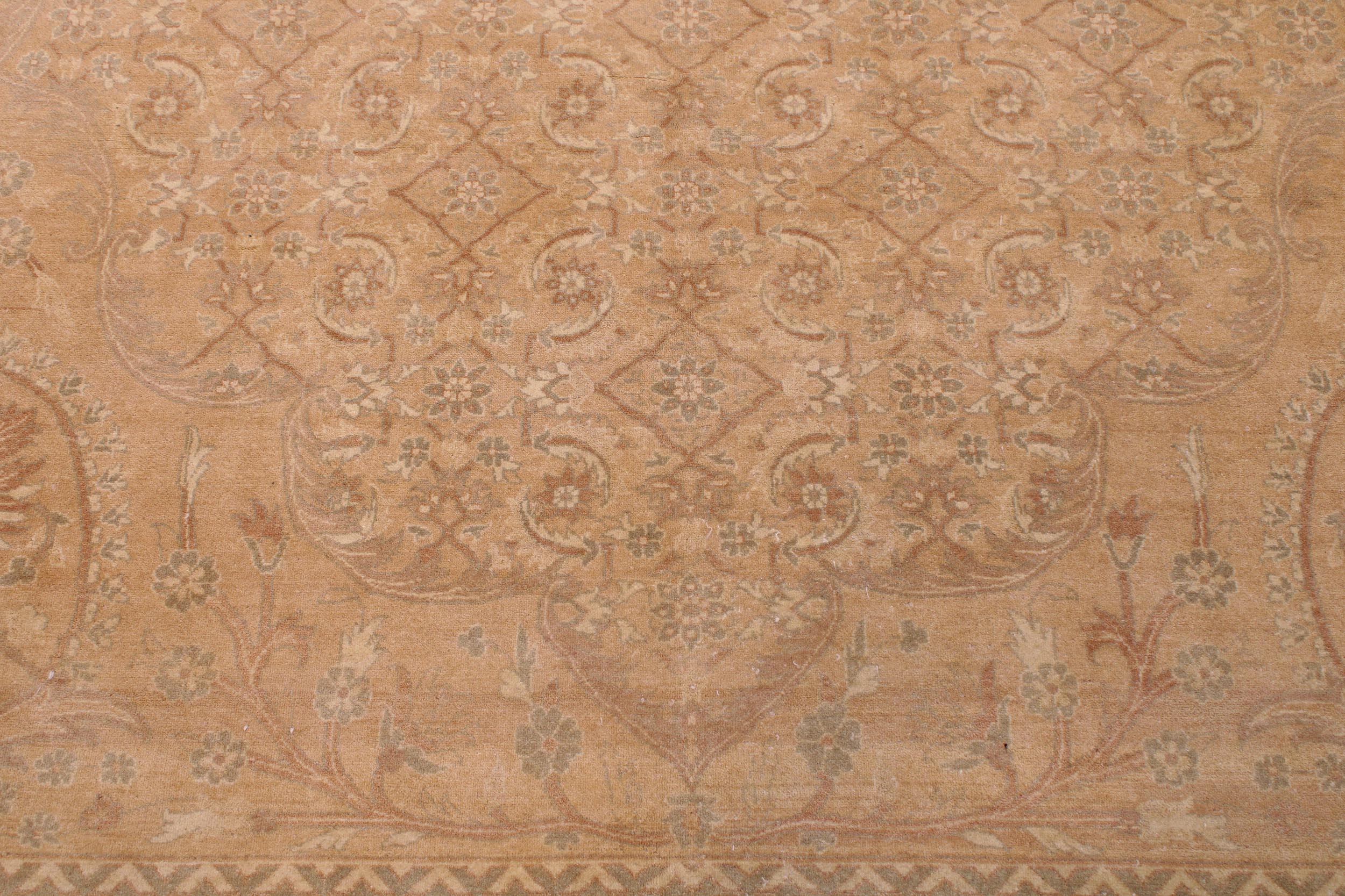 handmade Transitional  Tan Gold Hand Knotted RECTANGLE 100% WOOL area rug 9 x 12