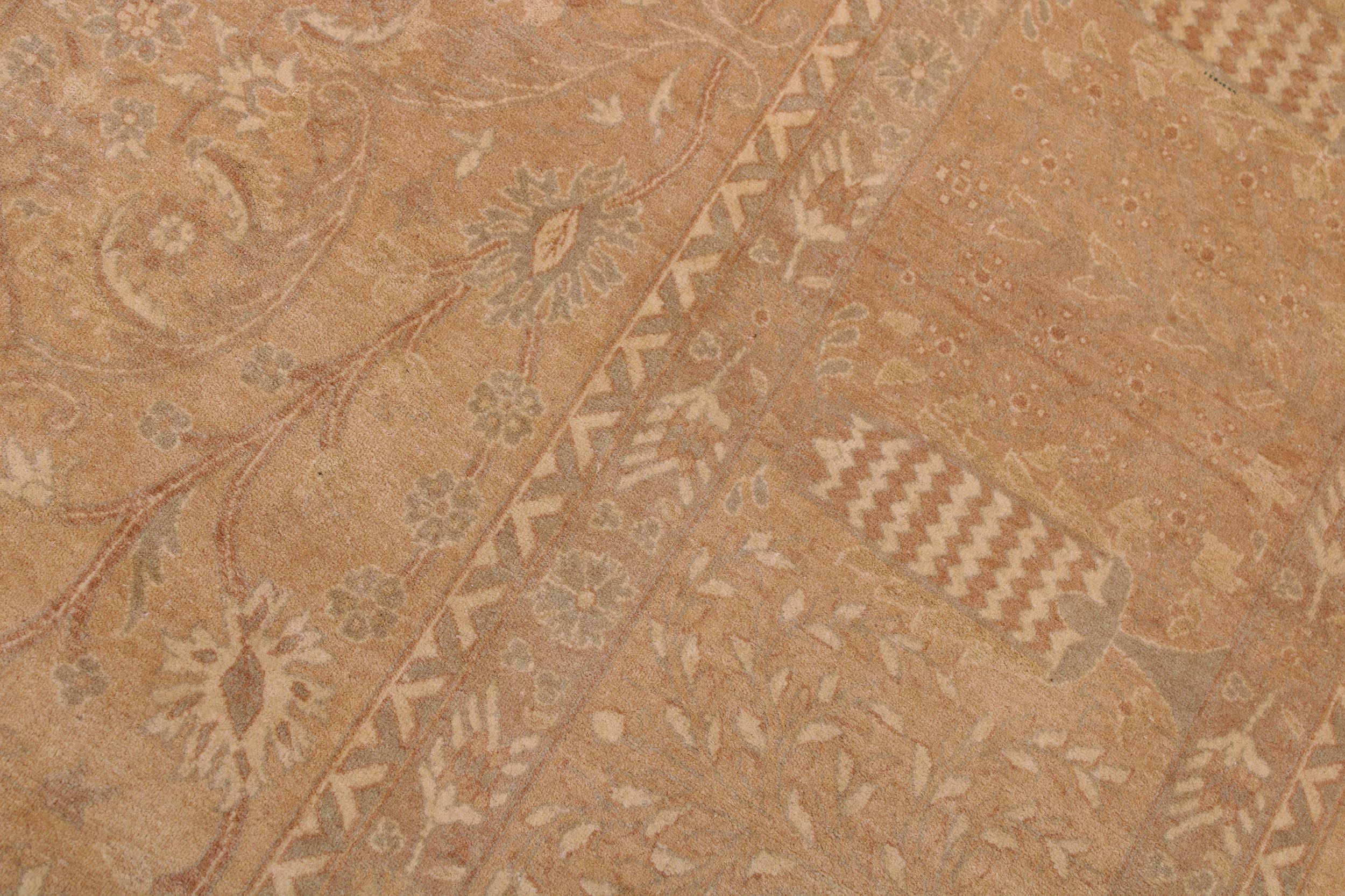 handmade Transitional  Tan Gold Hand Knotted RECTANGLE 100% WOOL area rug 9 x 12
